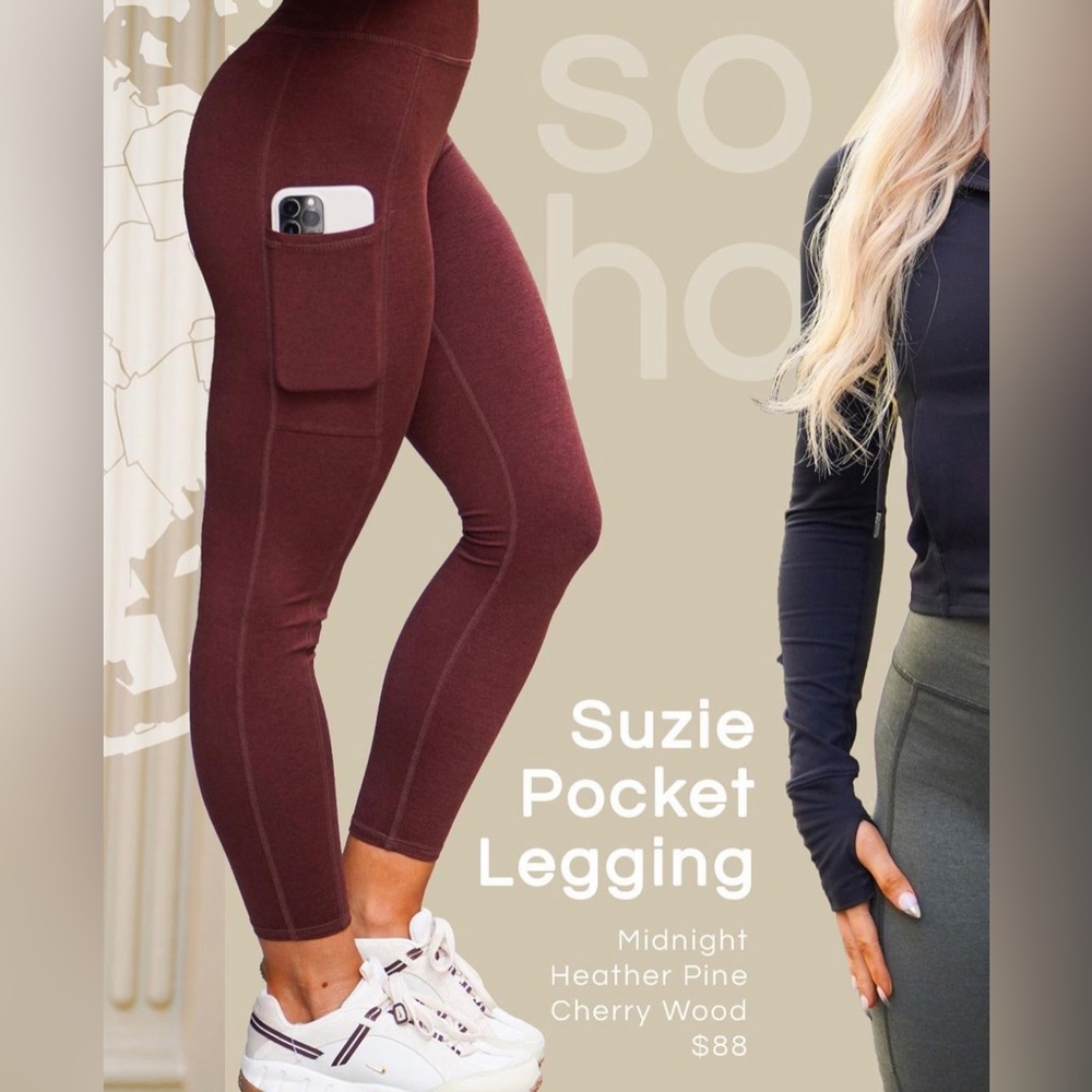Suzie Pocket Legging 25 in Cherry Wood